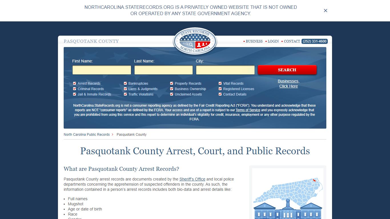 Pasquotank County Arrest, Court, and Public Records